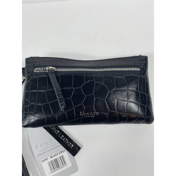 Assots London Black Genuine Leather Wristlet Wallet NWT - Picture 4 of 8